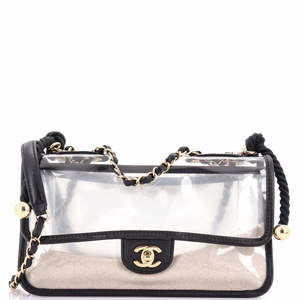 Chanel Medium Sand By The Sea Pearl Flap Bag PVC with Lambskin